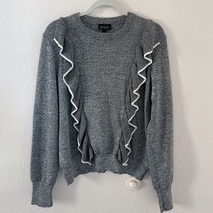 TOPSHOP Gray sweater with ruffles